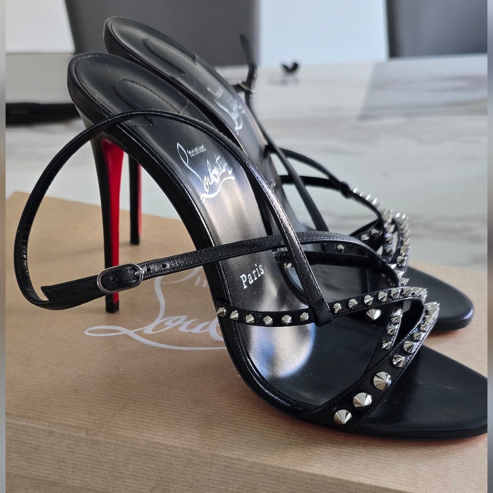 Christian Louboutin Black and Silver Studded Heels